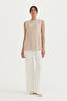 Chiffon Front Sleeveless Undershirt - Stone