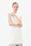 Chiffon Front Sleeveless Combed Cotton Undergarment - Ecru - 3