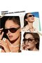 Oval Cat-Eye Sunglasses Fashion Small Round Retro Glasses for Women UV Protection Travel Driving Everyday Black Frame Brown Lenses - 3