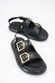 Nadia Black Women's Daily Buckle Detailed Double-Strapped Elastic Stylish Comfortable Casual Orthopedic Sandals