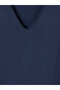 Lcwaikiki Classic Navy Blue V-Neck Modal Blended Women's T-Shirt - 6