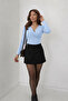 Women's Cross Front Detail V-Neck Sandy Fabric Long Sleeve Blouse 02 - 2