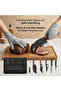 8-Piece Kitchen Knife Set with Roll Bag & Sharpening Rod, Chef Knives & Meat Butcher Cleaver for Home Kitchen & Restaurant Prep, Complete Cutlery Kit with Gloves for Home Cooks & Chefs - 2