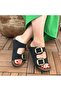 Tanta Black Nubuck Buckle Slippers - 4