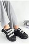 Elika Black Skin Glittery Velcro Sports Shoes