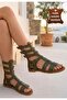 Nola Green Genuine Leather Belted Sandals
