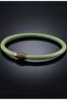 Light Green 4mm Thin Genuine Leather Bronze Metal Magnetic Clip Men's Bracelet M066H
