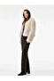 Cotton Slim Fit Buttoned Pocket Flared Crop Jean Trousers - Kick Flare Jeans - 2
