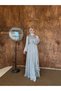 Fairy Spanish Sleeves, Draped Bust, Waist Detail, Chiffon Hijab Evening Dress - 2