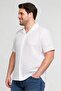 Men Regular Fit Textured Short Sleeve Casual Shirt, White - 3