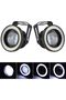 2-Pack Universal Bright Lighting Replacement White 3-inch LED Car Angel Eye Round Fog Lights High Brightness DC 12V IP65 Waterproof - 2