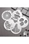 Five coffee-patterned frosting molds, reusable, perfect for cappuccino and cookie decorations. - 5