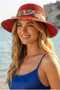 Women's Patterned Shawl Scarf Straw Hat with Wide Brim Summer Sun Hat - 7