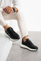 Prand Men's Black Lace-Up Thick Threaded Non-Slip Sole Casual Sneaker Sports Shoes