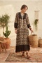 Women's Ethnic Patterned Bohemian Style Half Buttoned Long Maxi Dress - 3