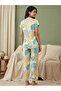 Multi Coloured Floral Print Nightwear Shirt With Matching Pants - 4
