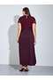 Plus Size Burgundy Lace Details A-Line Maxi Dress - 5