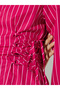 Red Striped Side Tie Detail Long Sleeve Shirt - 4