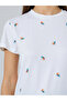 White Regular Fit Peach Print T-Shirt - 4