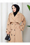 Women's Oversize Buttoned Hijab Trench Coat Rc3111 - 7