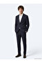 Navy Blue Striped Regular Fit Silk Blend Suit - 2