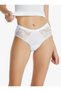 Blackspade Women's Slip Mid-Waist Panties with Lace Private 1311 - White