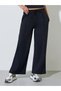 Black Scuba Wide Leg Joggers with Piping Detail - 2