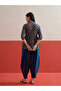 Blue Geometric Peplum Top And Balloon Pants Co-Ord Set - 5