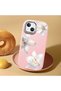 iPhone 13 Compatible Case Camera Protector Pink Silicone Couple Phone Case with Floral Pattern - 2