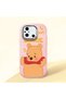Poco C55 Compatible Case Camera Protector Pink Silicone Couple Phone Case with Bear Pattern