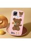 Realme C21 Compatible Case Camera Protector Pink Silicone Couple Phone Case with Bear Pattern - 2