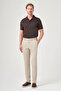 Cream Color Side Pocket Slim Fit Stretchy Chino Trousers 1003260154