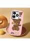 Tecno Spark 20 Compatible Case Camera Protective Pink Silicone Couple Phone Case with Bear Pattern - 2