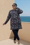 1744 Large Size Uzunkol Hijab Swimsuit Set - Mixed Pattern Laci - 4