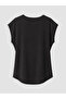Ozmarka New Season Black Plus Size Crew Neck Gathered Blouse - 5