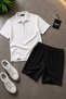Premium Ribbed Ottoman Fabric Zipper Detailed Unisex T-Shirt and Shorts Set Women's and Men's Set - 4