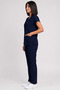 Women's V-Neck Bat Sleeve Beige, Cobalt Blue, Burgundy, Navy Blue, Black Lycra Belinda Fabric Scrubs Set - 4