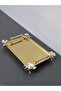 Figured, Metal-Handled, Stainless Steel Rectangular Tray Luxury Presentation Tray Light Gold-Silver - 6