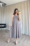 Mink Brown Zero-Sleeve Bell-Skirt Modal Dress - 4