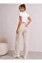 Pique Woven Fabric Pocketed Sweatpants with Elastic Laces for 4 Seasons - Beige - 3