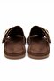 Almond Women's Brown Double Buckle Detailed Suede Slippers - 4