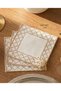 3 Pieces of Embroidered Linen Fabric Coffee Cocktail Napkins & Coaster Napkins (with Pearl Stones) - 2