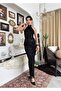 Women's Black Halter Neck Halter-Back Tulle Embroidered Backless Midi Dress - 7