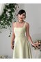 Women's Sari Midi Dress Square Neck Strap Patterned A-Line Midi Evening Dress - 3