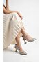 Royal Women's Leather Short Goblet Heel Pointed Toe Open Back Bow Detail Heeled Shoes - 8