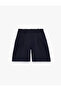 Elastic Waist, Pleated Detail, Pocketed Cotton Shorts - 2