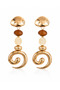 Colorful Stone Detailed Spiral Design Dangle Earrings Gold Plated Stylish Women's Earrings Daily and Special Occasion Accessory - 7