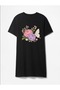 Butterfly and Flower Bouquet Printed Oversize Extra Long Tunic T-Shirt - 2