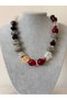 Gold Detailed Burgundy & Gray Bead Design Necklace - 3
