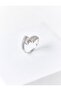 Silver Color Spiral Design Modern Ring with Stones